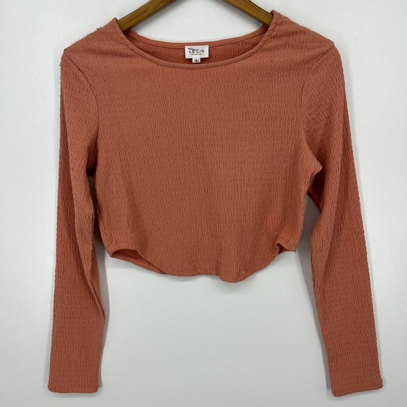 Le Lis Tops - Le Lis Long Sleeve Top Women's‎ Size L Orange Polyester Blend Stretch